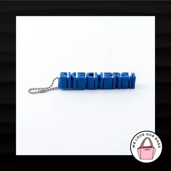 VINTAGE SKECHERS BLUE RUBBER SILICONE BALL CHAIN FOB BAG SHOE CHARM KEYCHAIN TAG - Picture 2 of 2